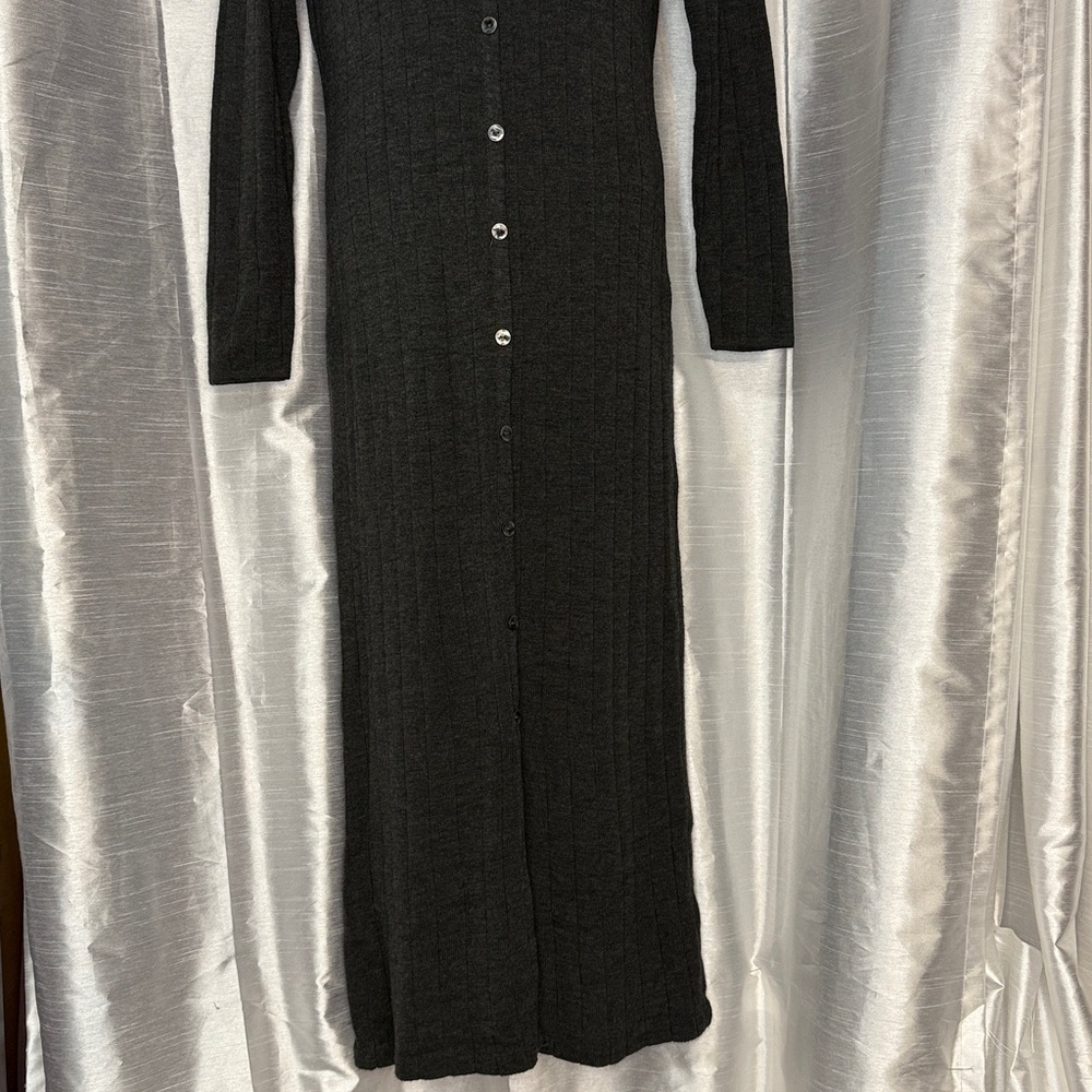 K Studio Vtg Maxi Sweater Dress Women’s M Ribbed Acrylic Wool Blend V Neck - Picture 3 of 10